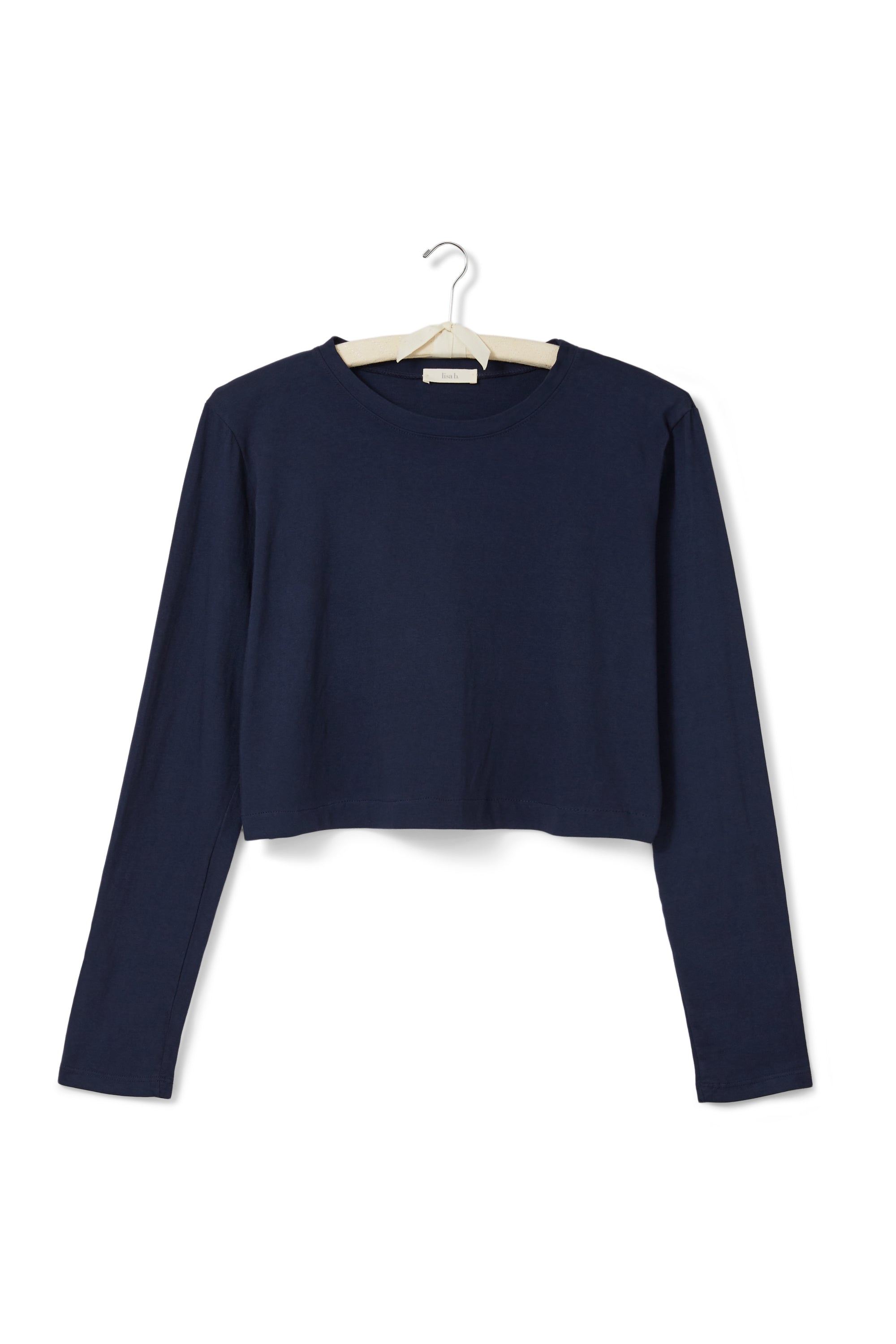 cropped long sleeve relaxed crew neck tee shirt