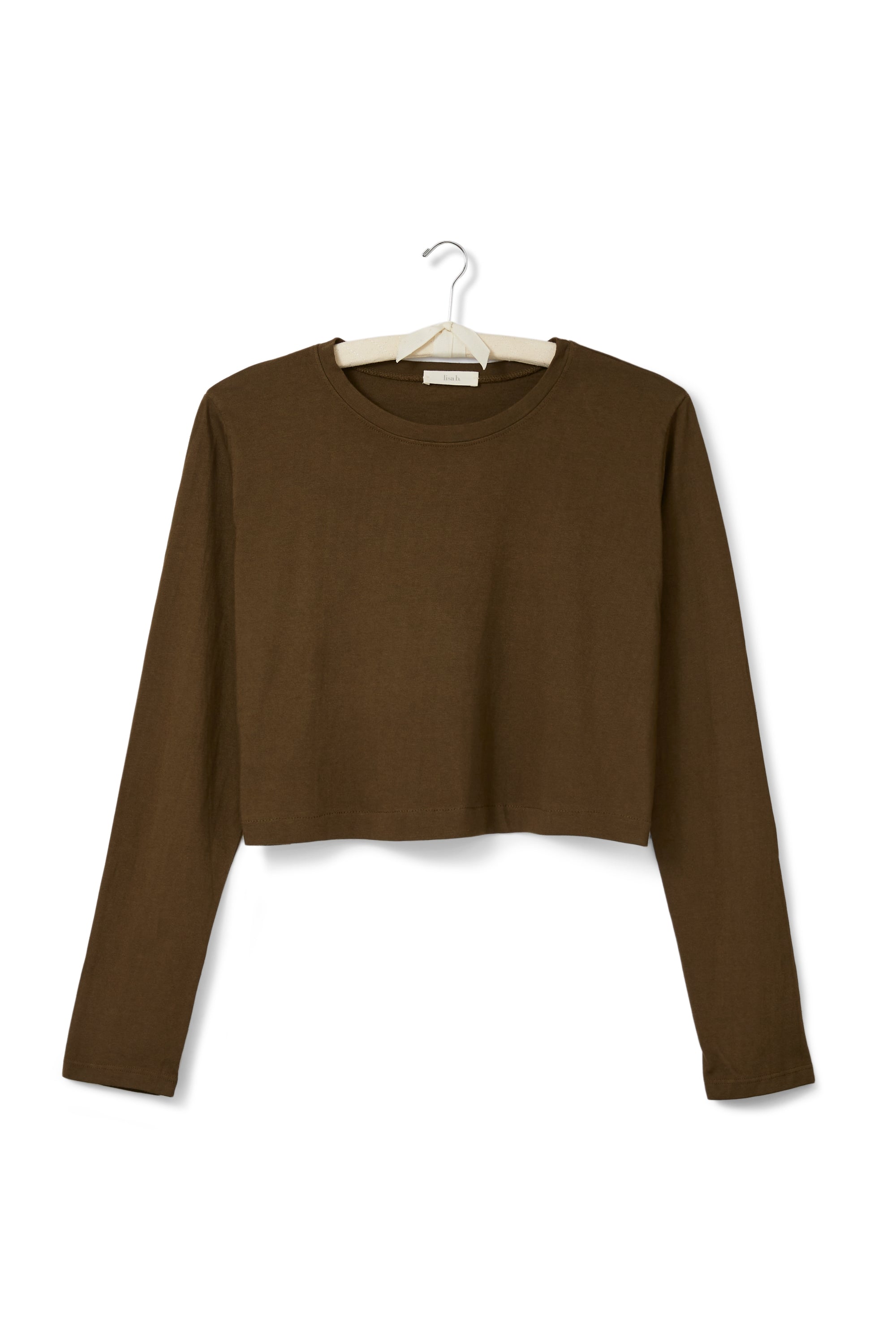 cropped long sleeve relaxed crew neck tee shirt