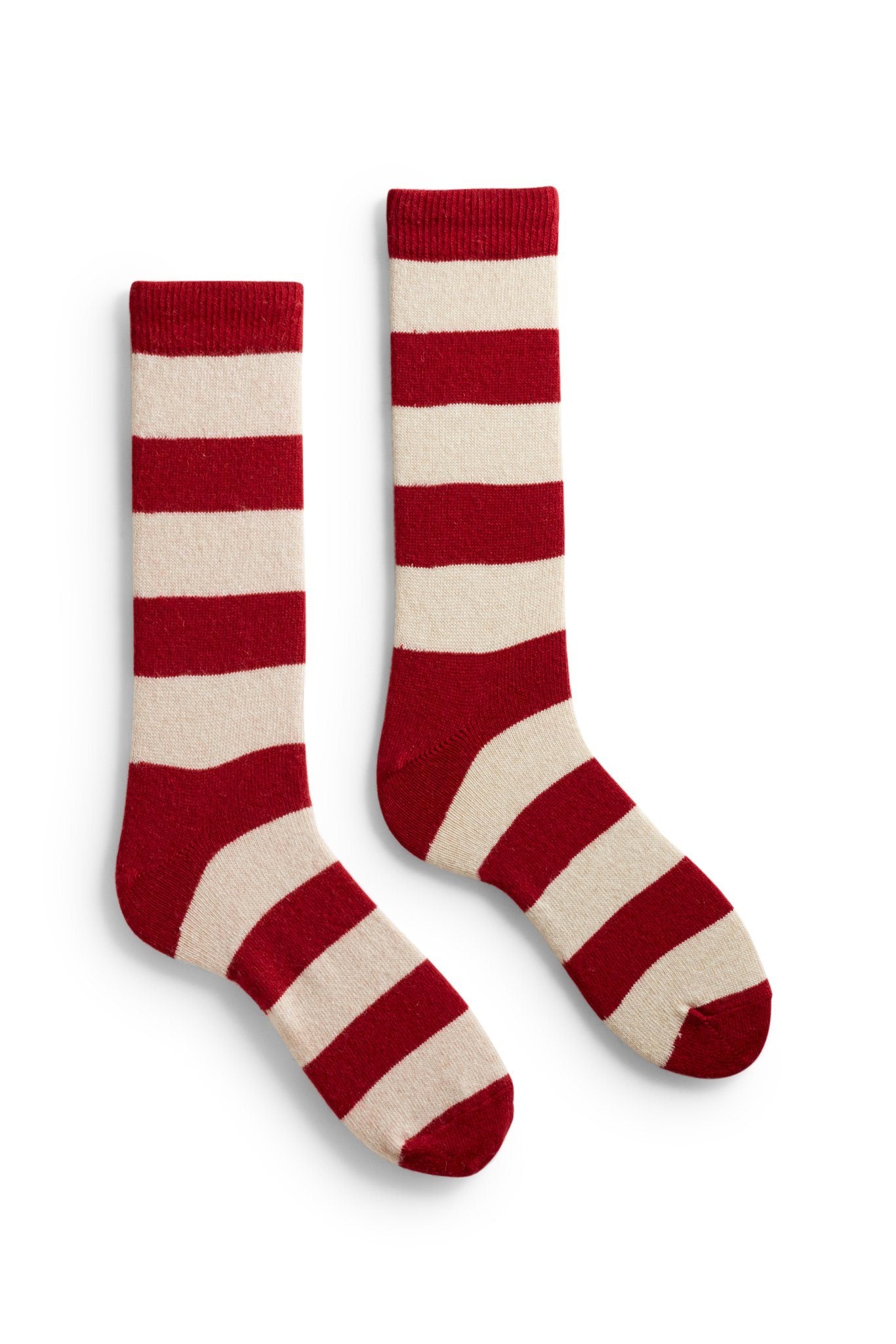 men's rugby stripe wool cashmere crew socks Men WC Socks lisa b. red 
