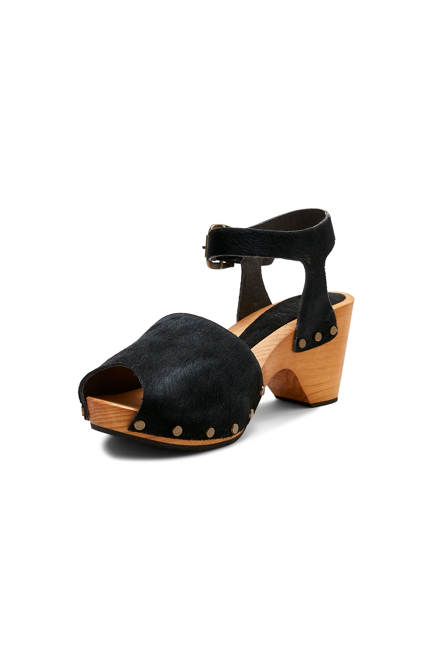 peep toe clogs in black cow hair - ships end of April Clogs lisa b. 