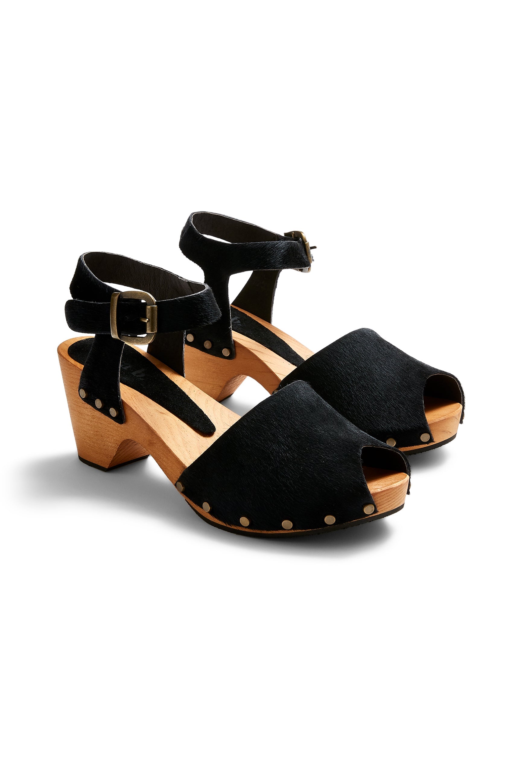 peep toe clogs in black cow hair - ships end of April Clogs lisa b. 