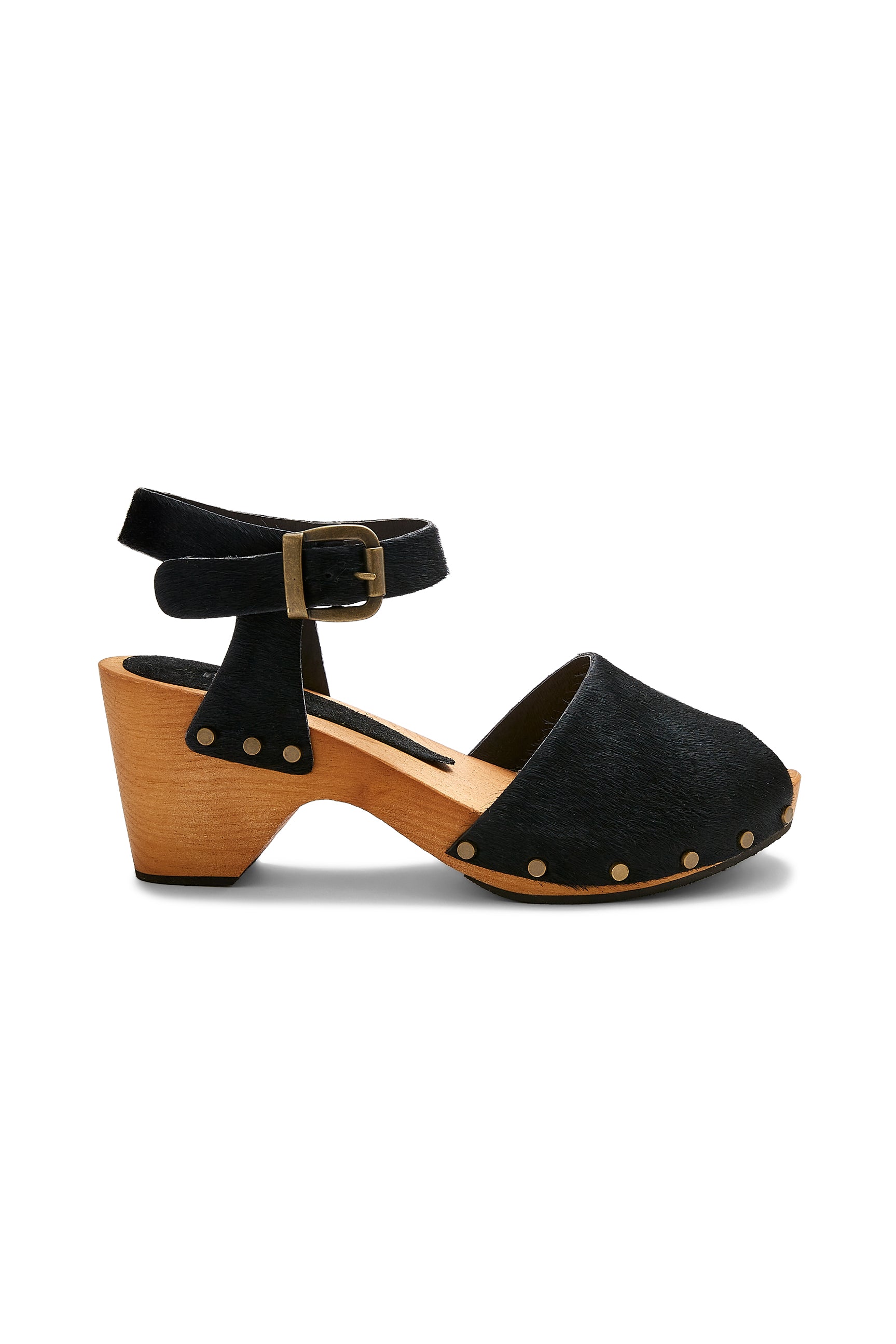 peep toe clogs in black cow hair - ships end of April Clogs lisa b. 