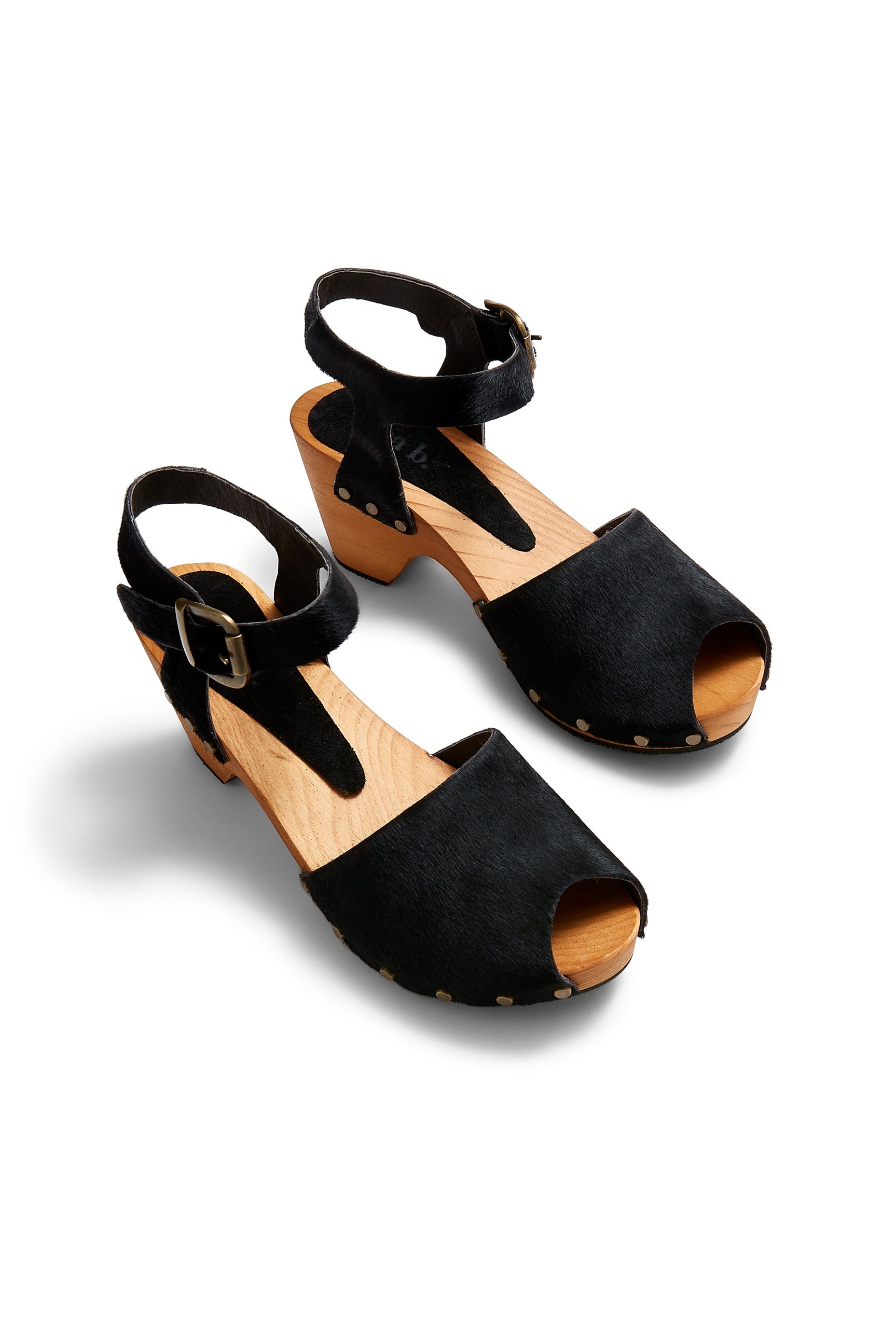 peep toe clogs in black cow hair - ships end of April Clogs lisa b. black cow hair 36 (US 5.5-6) 