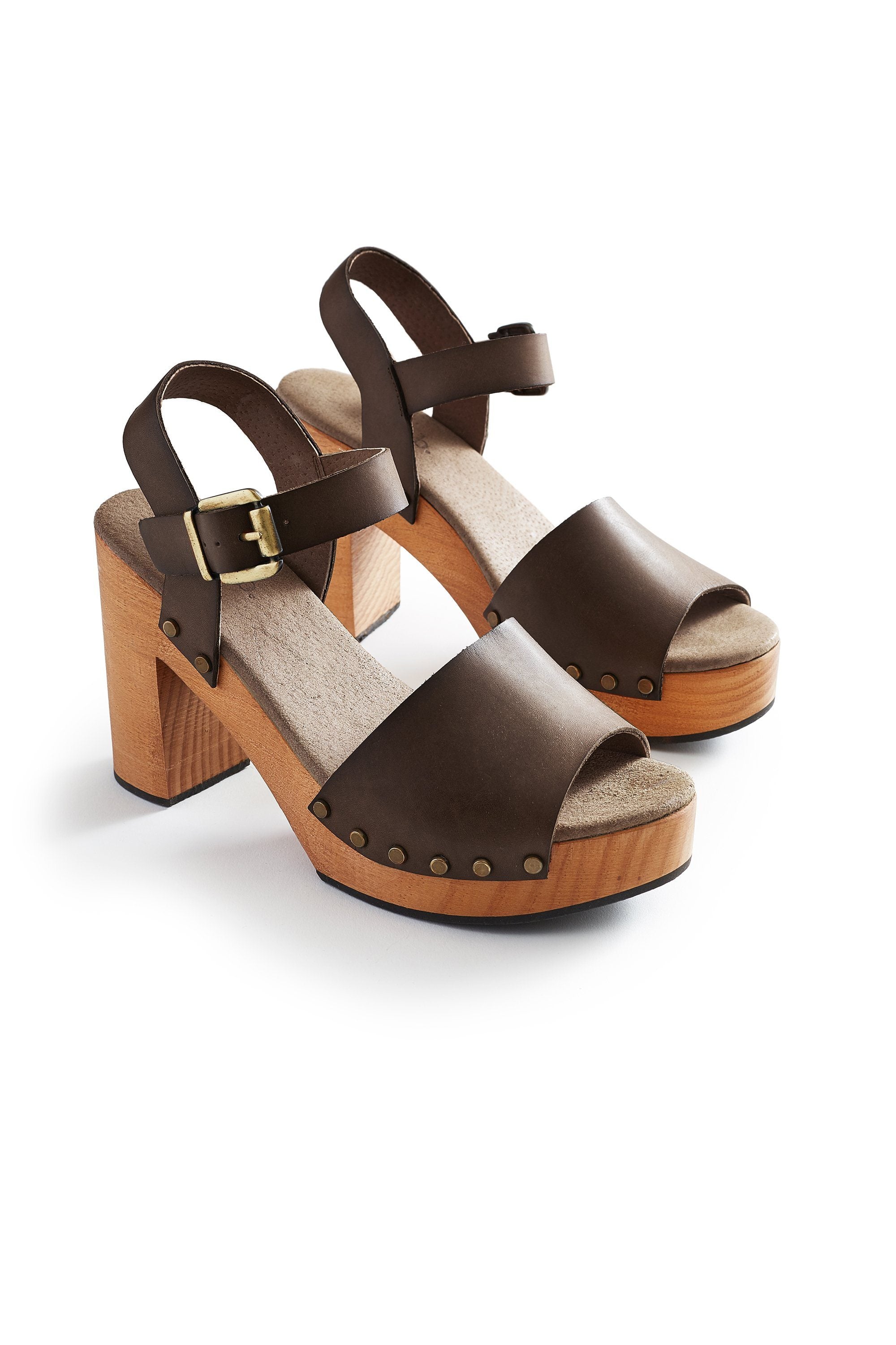 platform leather clogs in dark taupe Clogs lisa b. dark taupe 36 (US 5.5-6) 