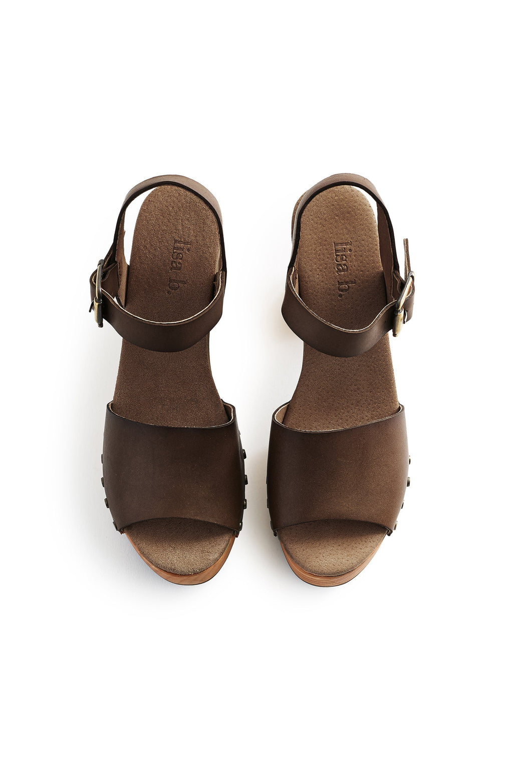 platform leather clogs in dark taupe Clogs lisa b. 