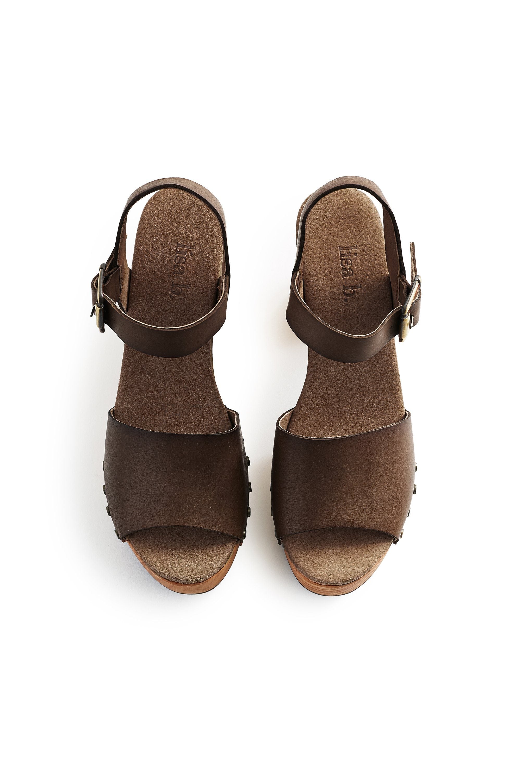 platform leather clogs in dark taupe Clogs lisa b. 