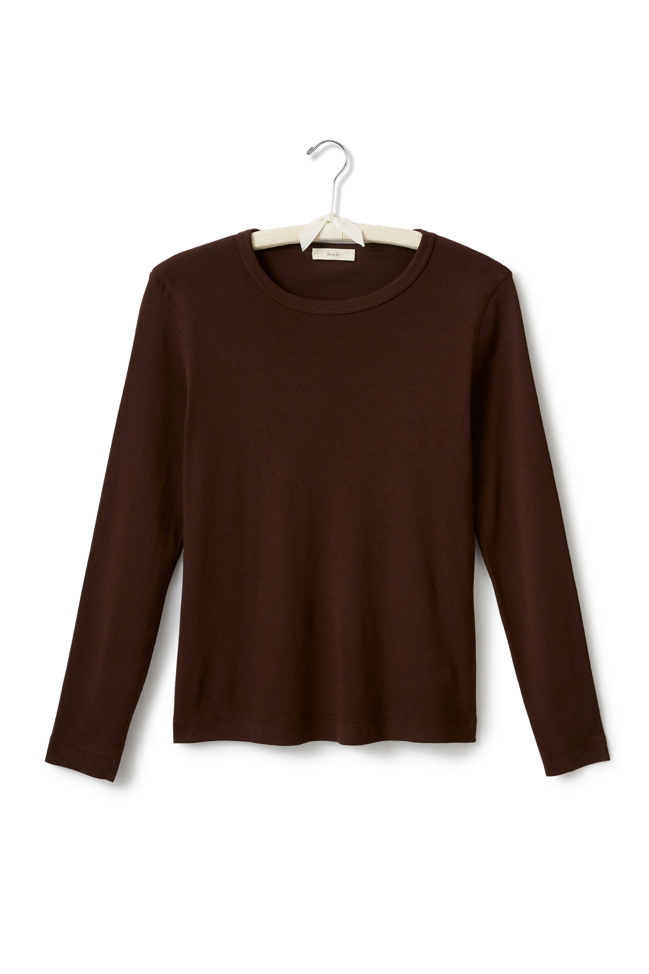 long sleeve scoop neck t-shirt T-Shirts lisa b. dark chocolate x-small (0-2) 