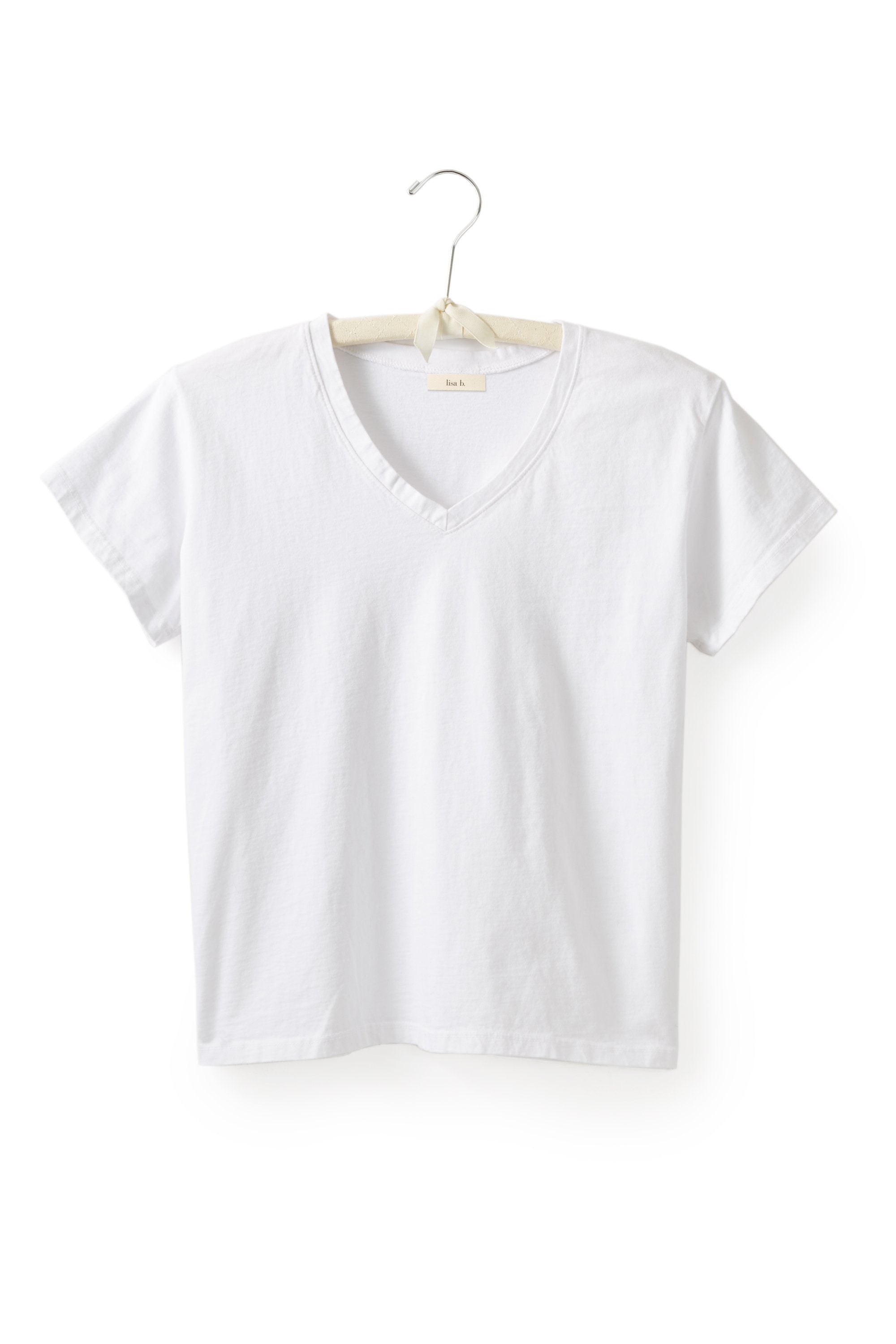 short sleeve relaxed v-neck t-shirt T-Shirts lisa b. white