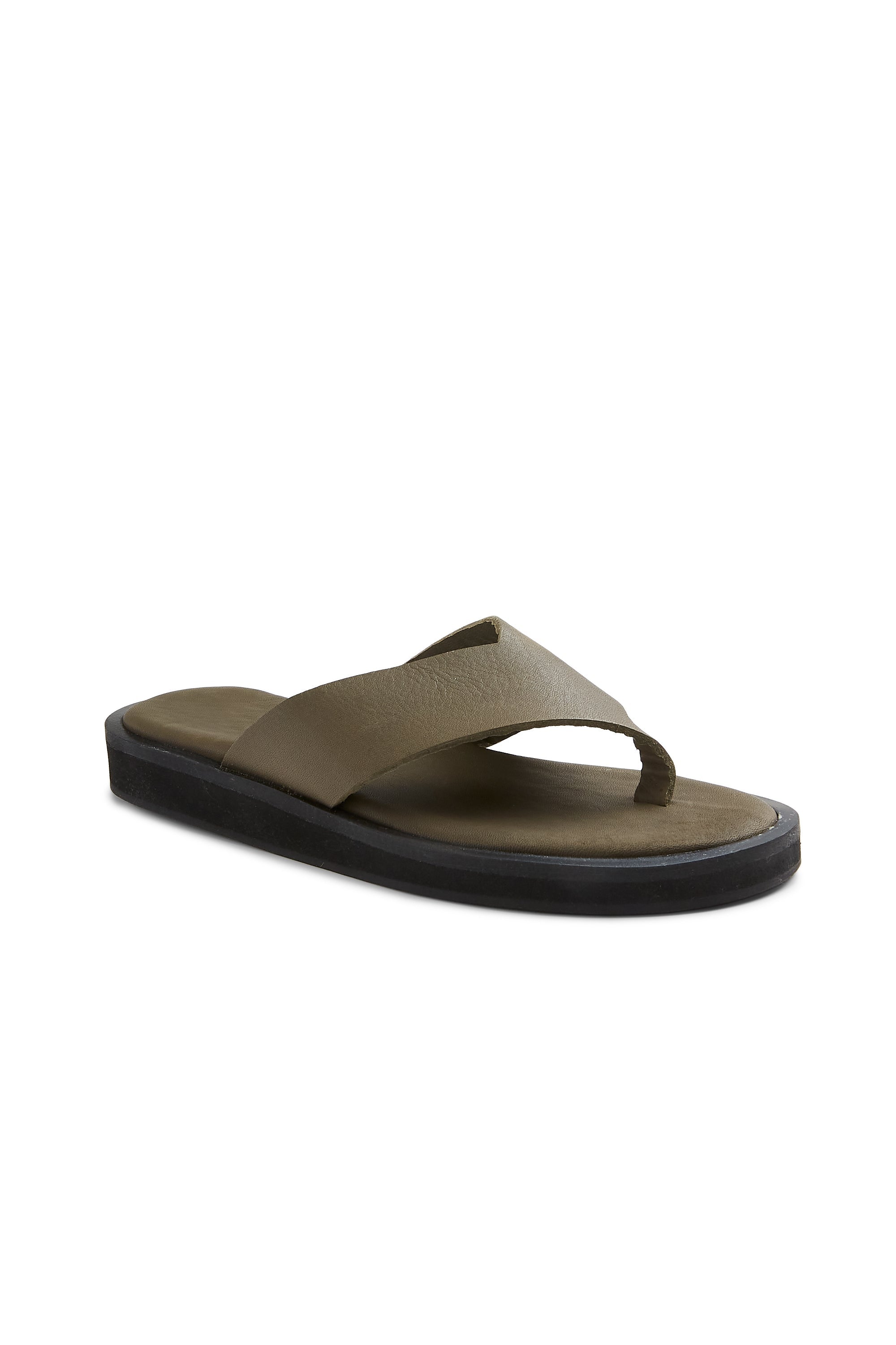 leather thong in olive - ships end of April Thongs lisa b. 