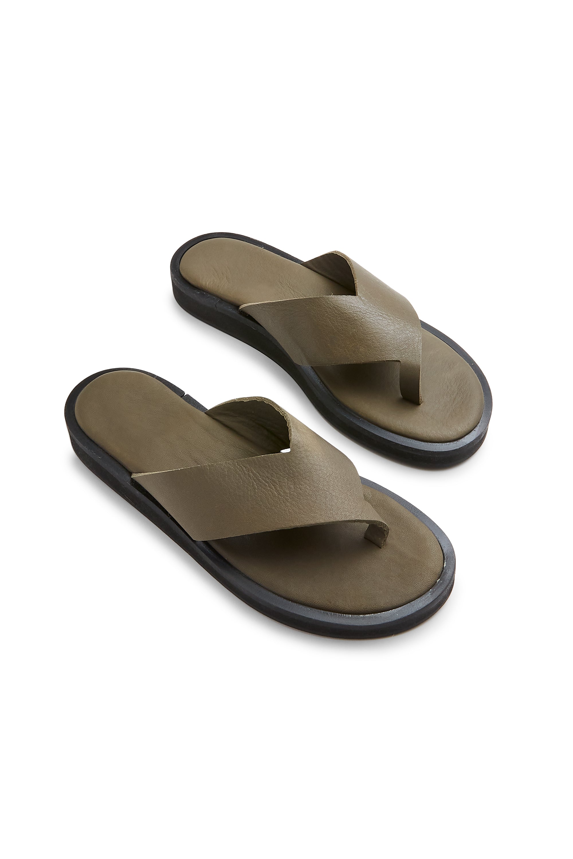 leather thong in olive - ships end of April Thongs lisa b. 