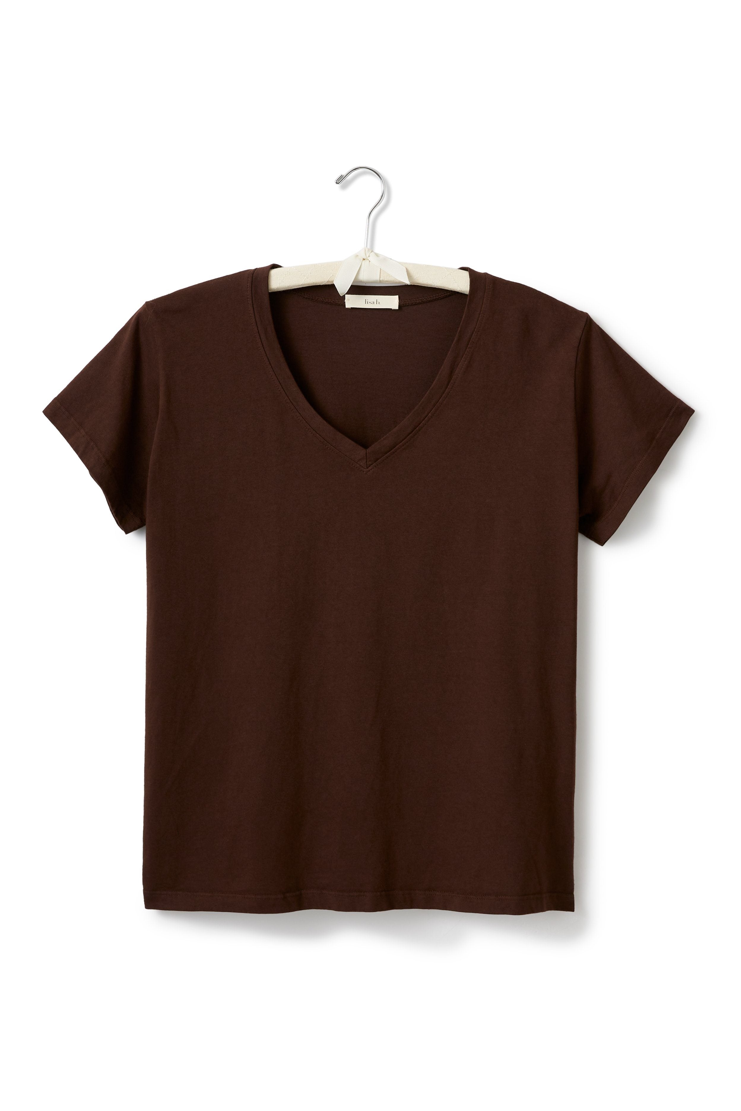short sleeve relaxed v-neck t-shirt T-Shirts lisa b. dark chocolate