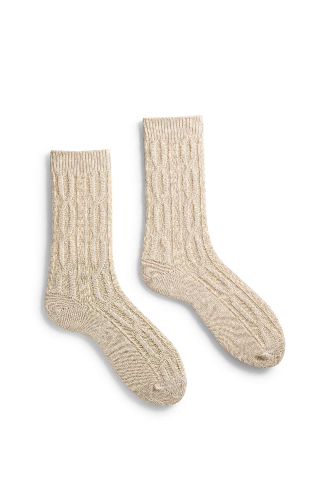 lisa b. wool cashmere women socks | chunky cable crew in créme