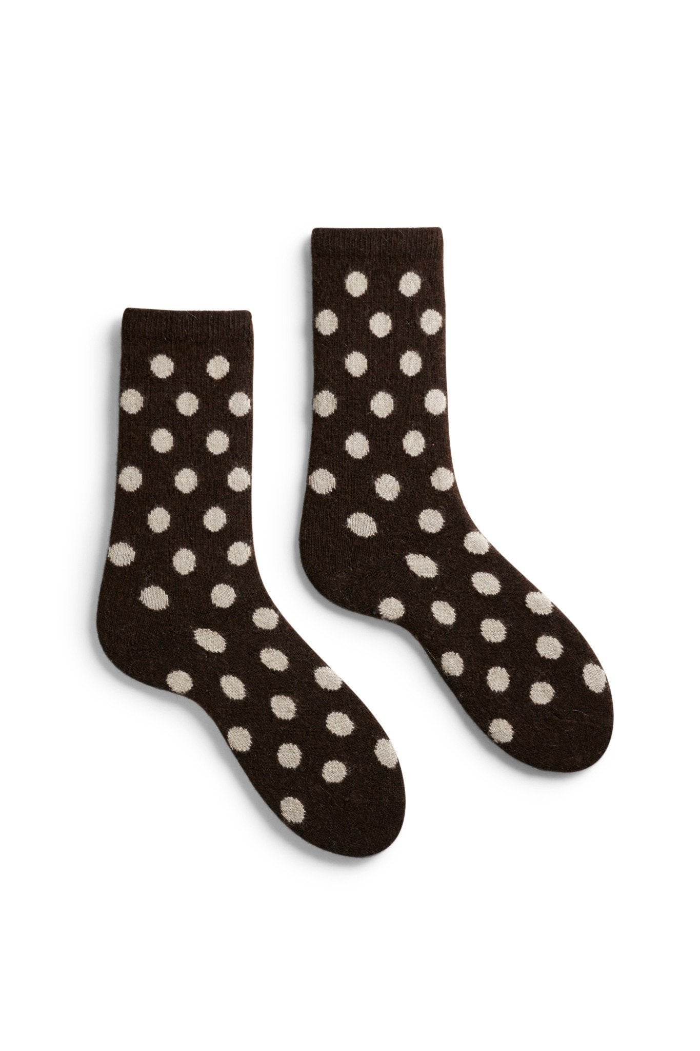 lisa b. wool cashmere women socks | dot crew in dark brown