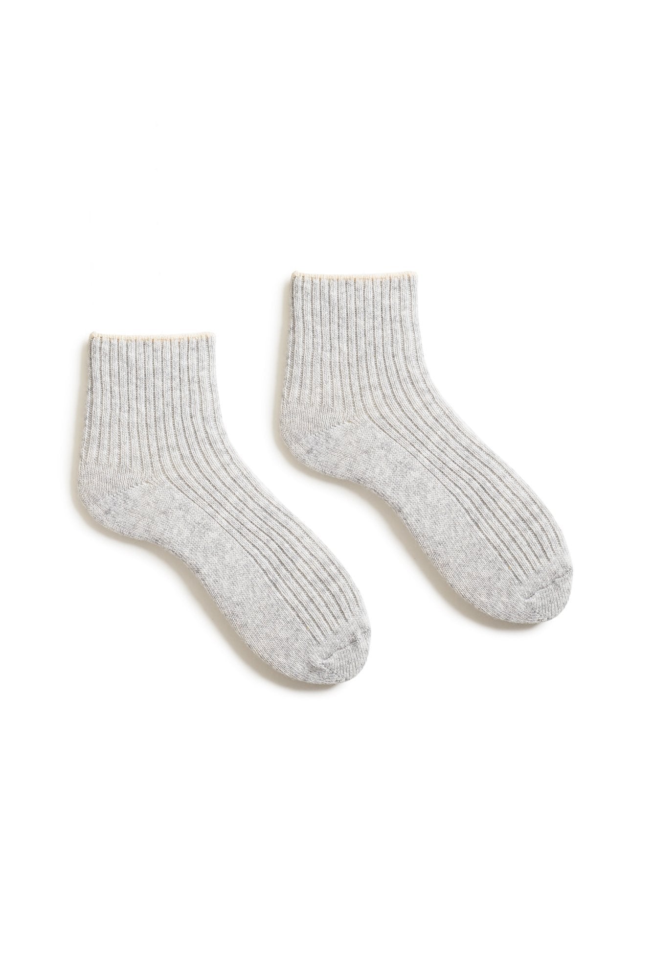 women's tipped rib wool cashmere shortie socks Women WC Socks lisa b. light grey heather 