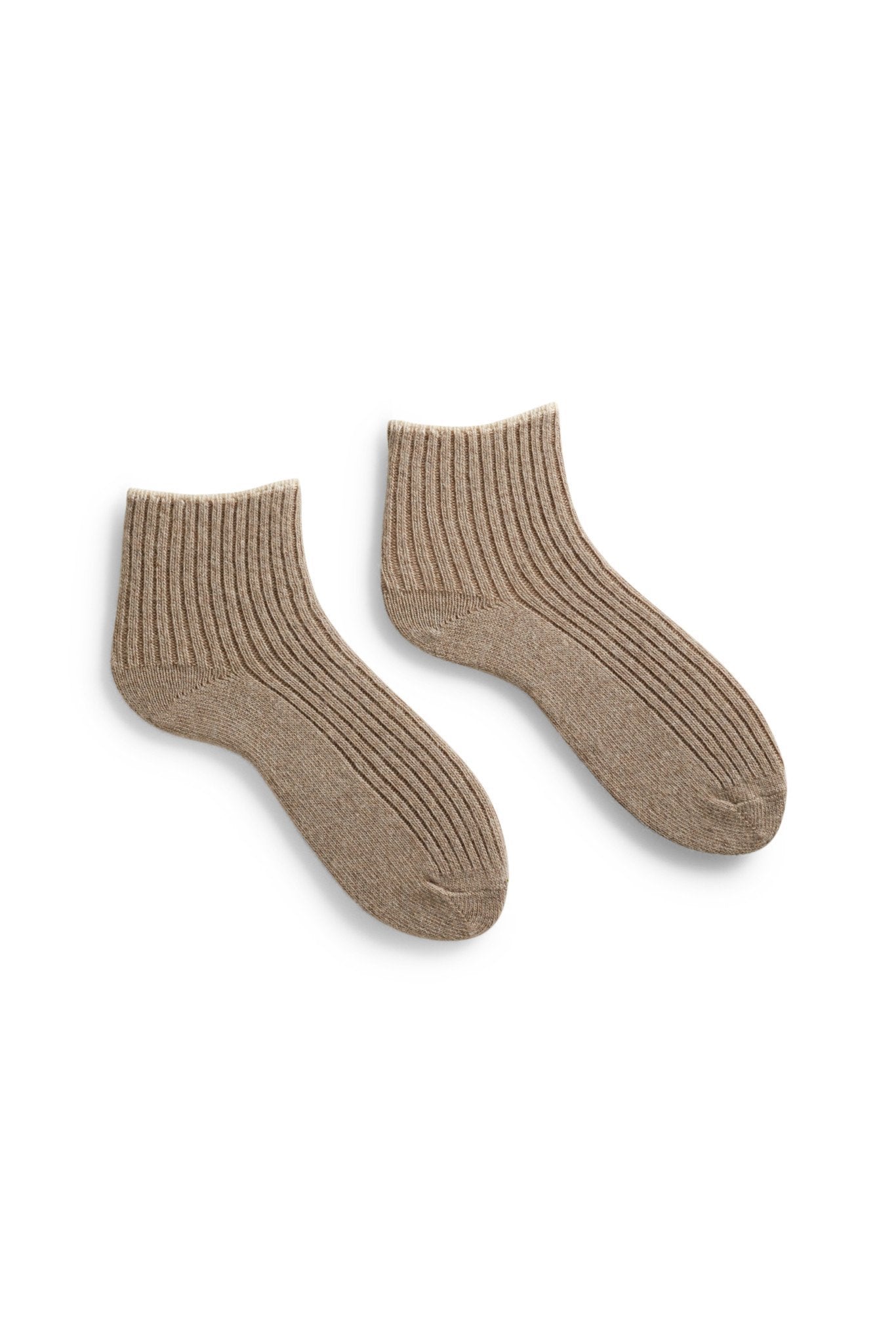 women's tipped rib wool cashmere shortie socks Women WC Socks lisa b. mushroom 