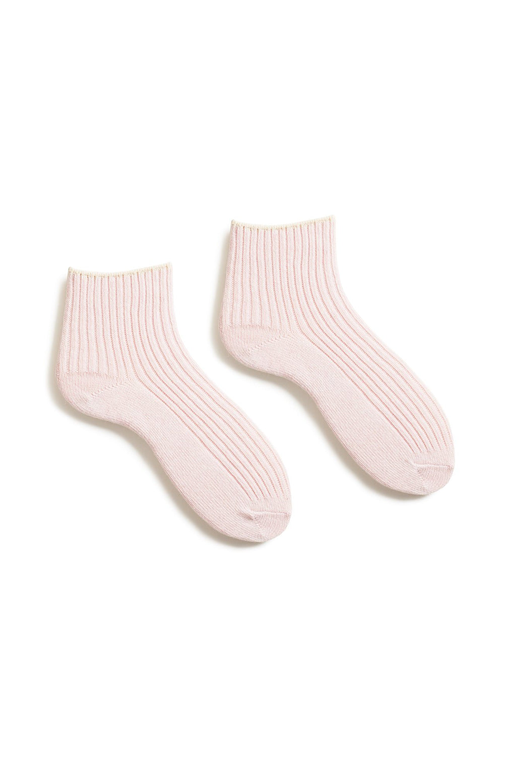 lisa b. wool cashmere women socks | tipped rib shortie in pale pink