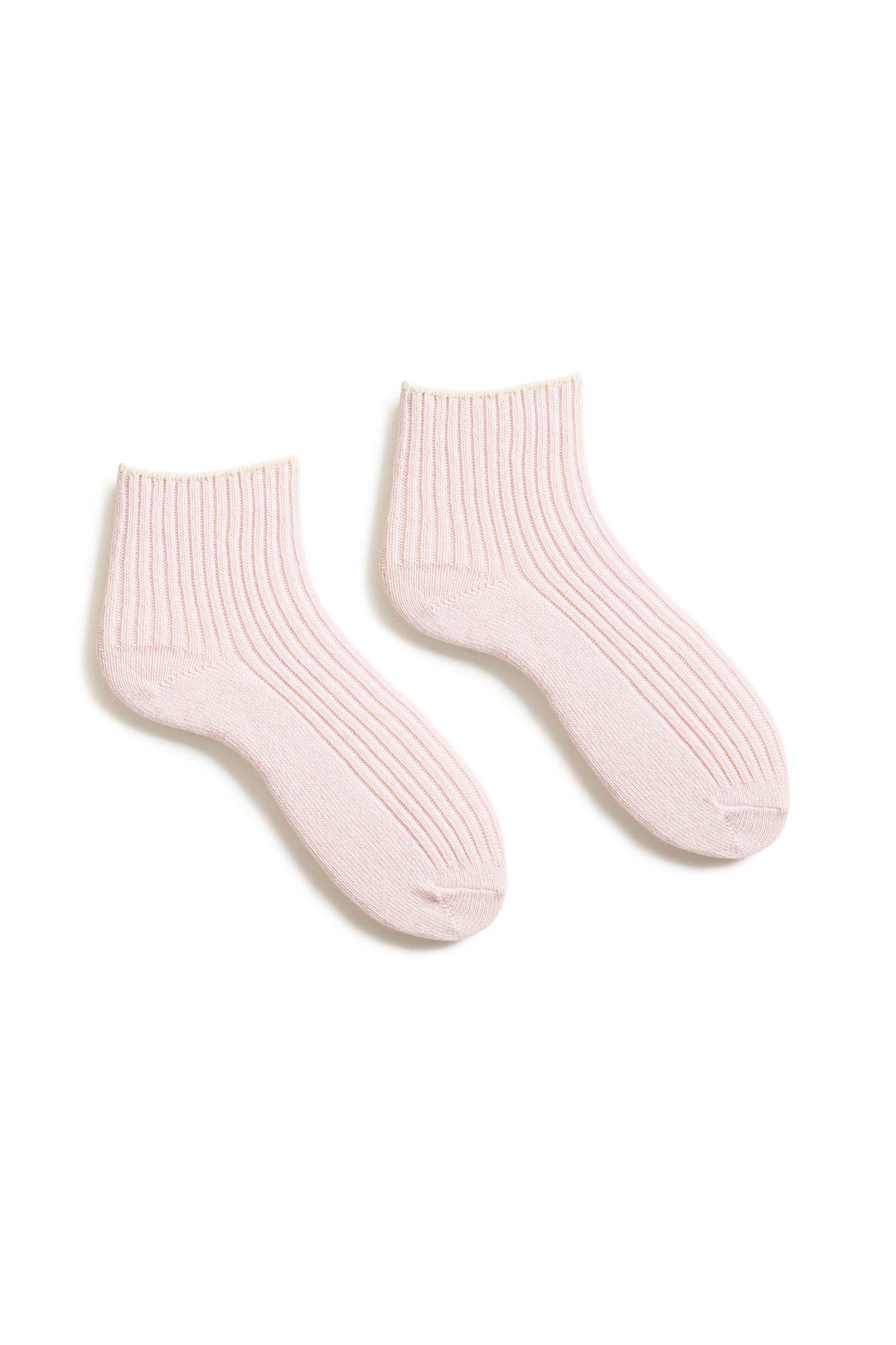 lisa b. wool cashmere women socks | tipped rib shortie in pale pink