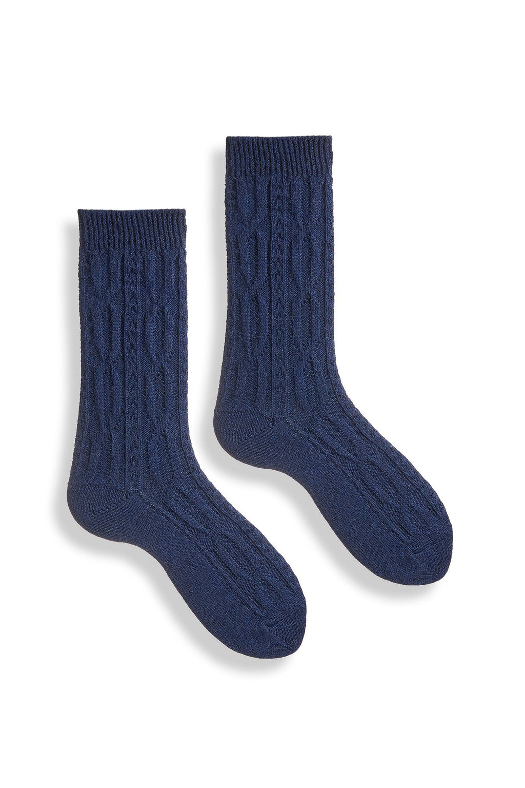 lisa b. wool cashmere women socks | chunky cable crew in navy