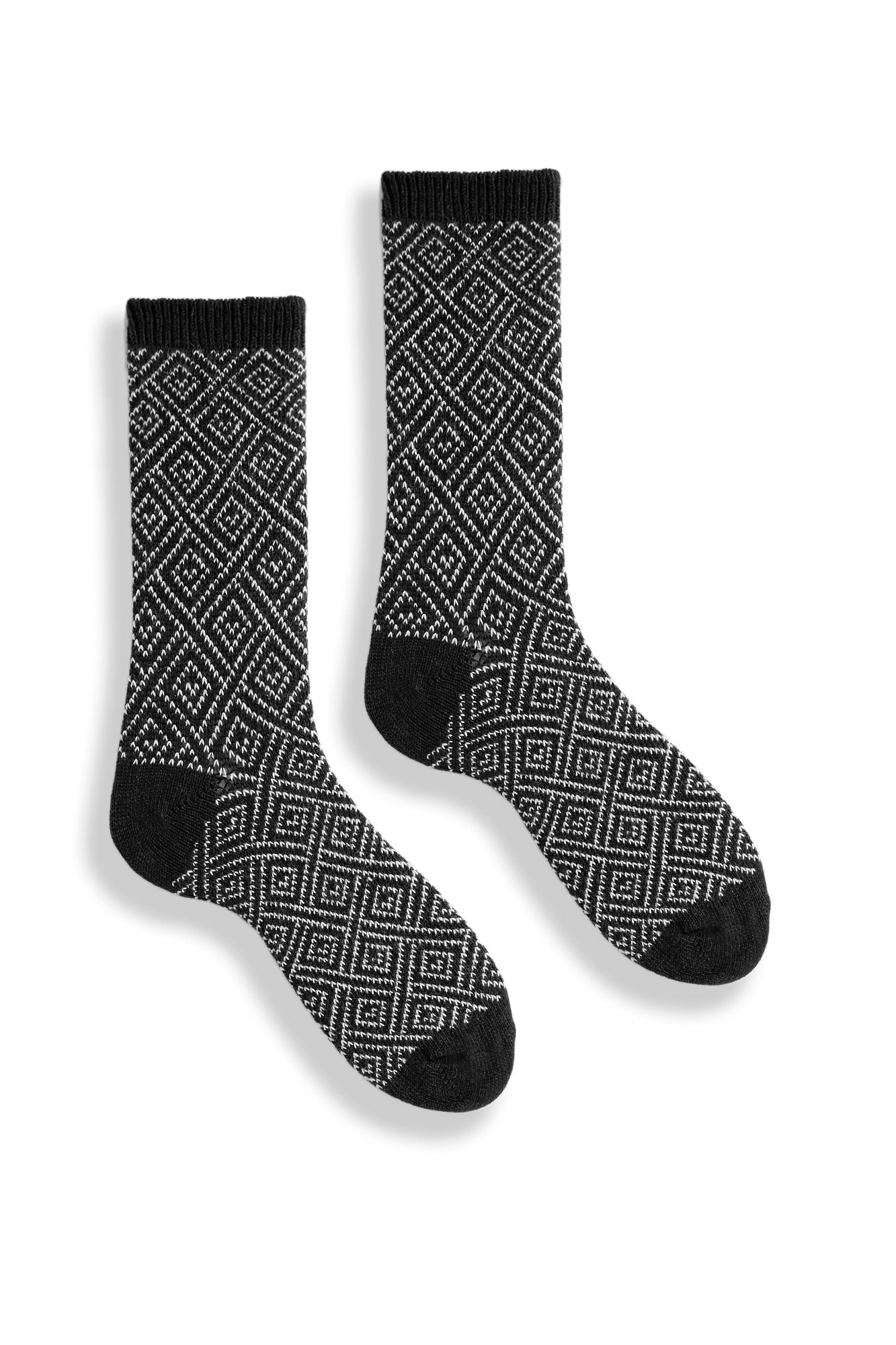 women's geometric diamond wool cashmere crew socks