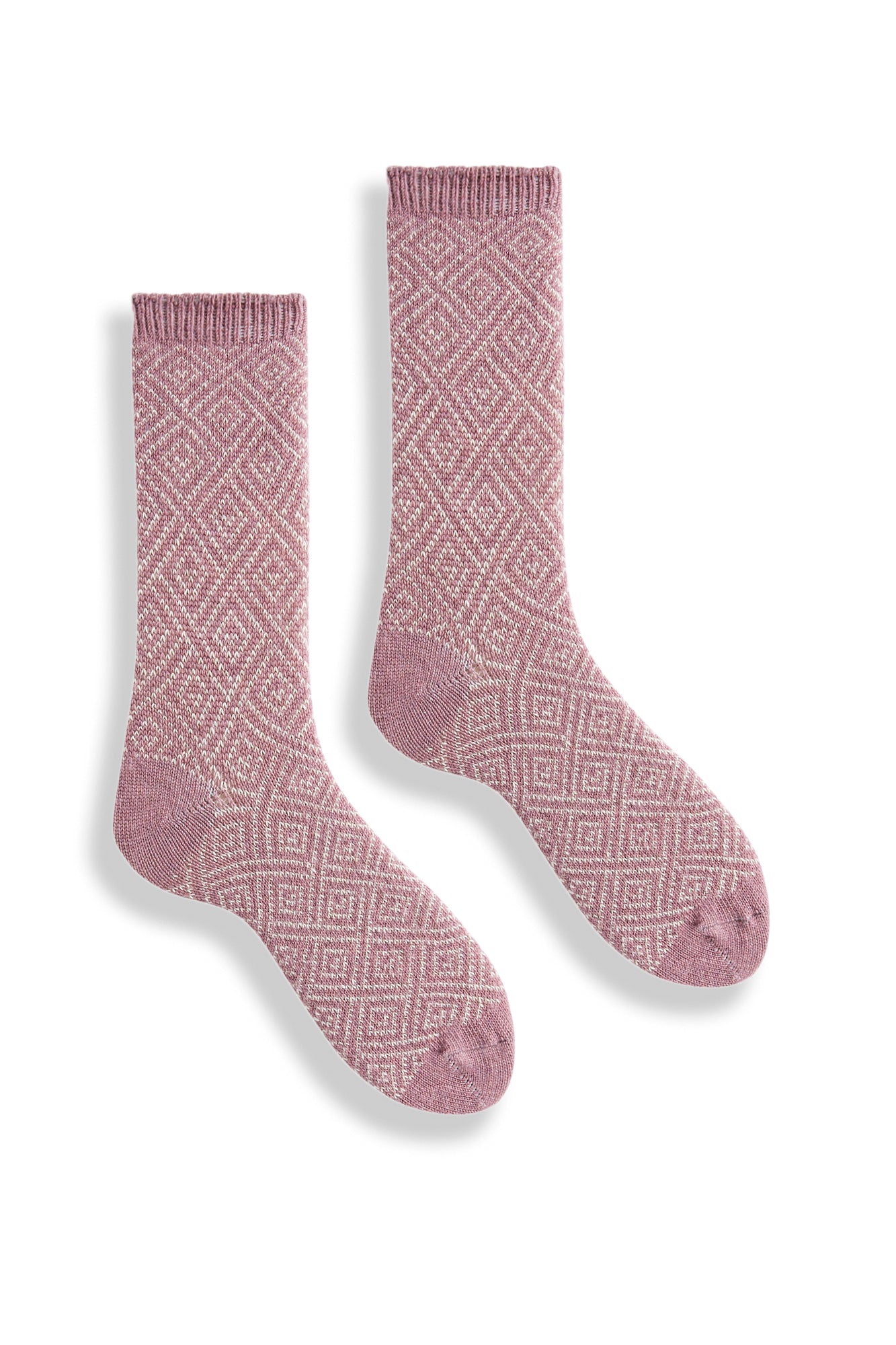 women's geometric diamond wool cashmere crew socks