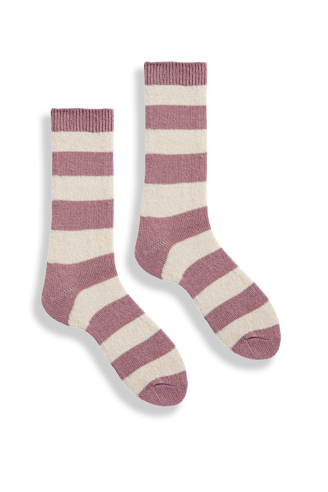 women's rugby stripe wool cashmere crew socks