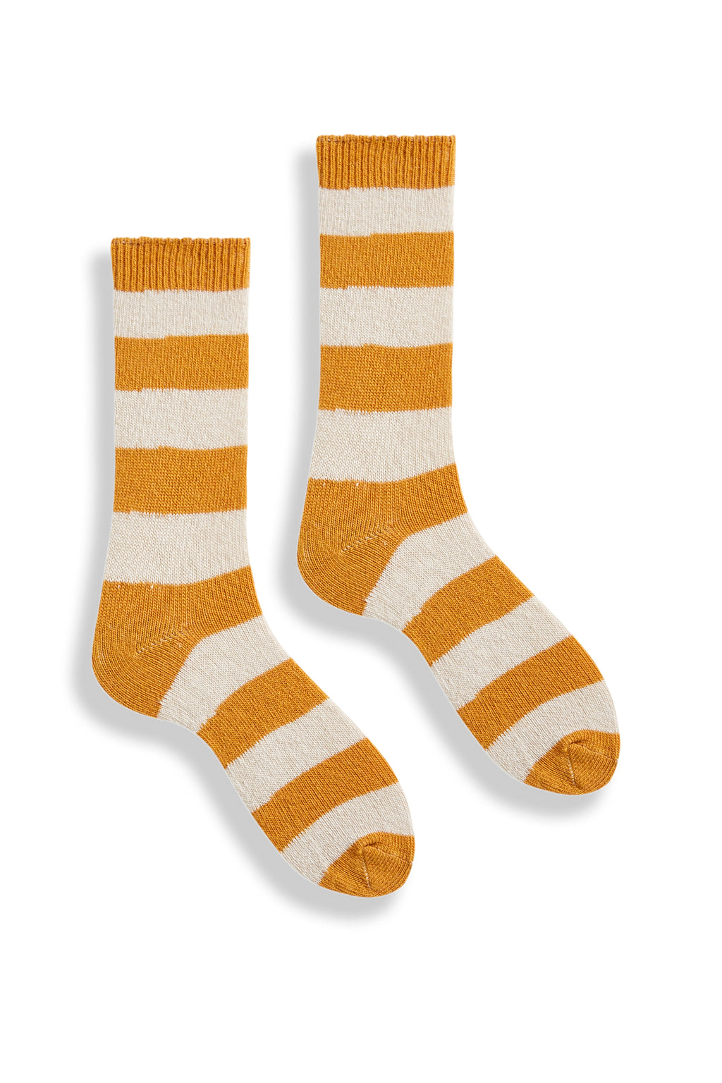 lisa b. wool cashmere women socks | rugby stripe crew in squash