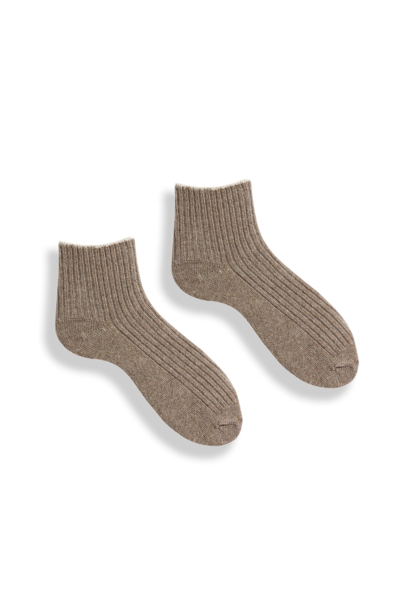 lisa b. wool cashmere women socks | tipped rib shortie in mushroom