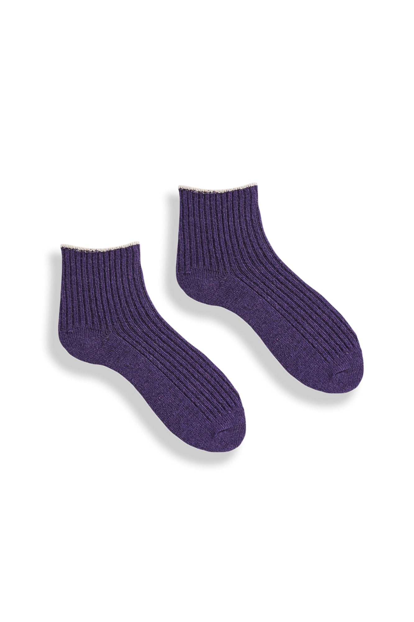 lisa b. wool cashmere women socks | tipped rib shortie in plum
