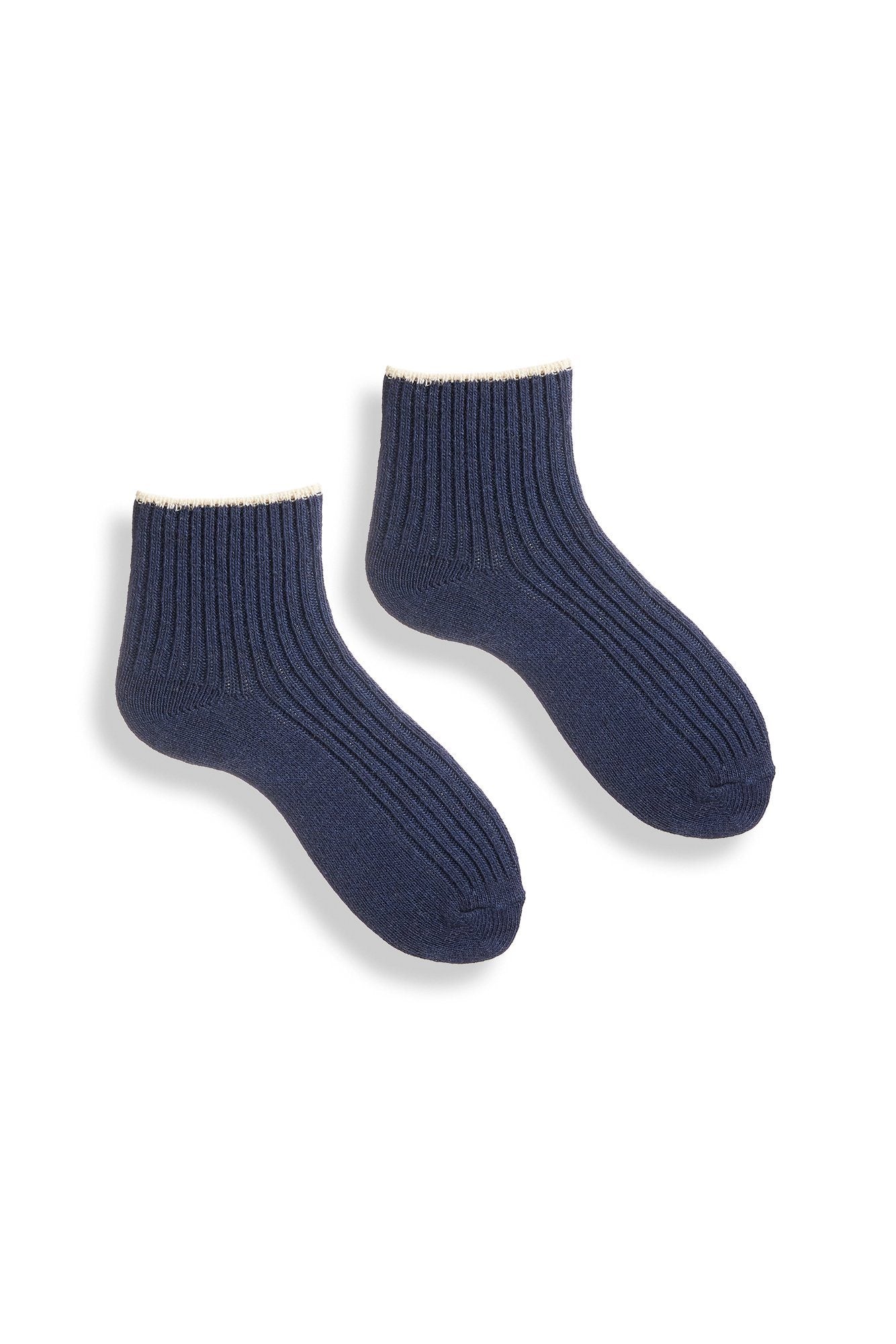 women's tipped rib wool cashmere shortie socks Women WC Socks lisa b. navy 