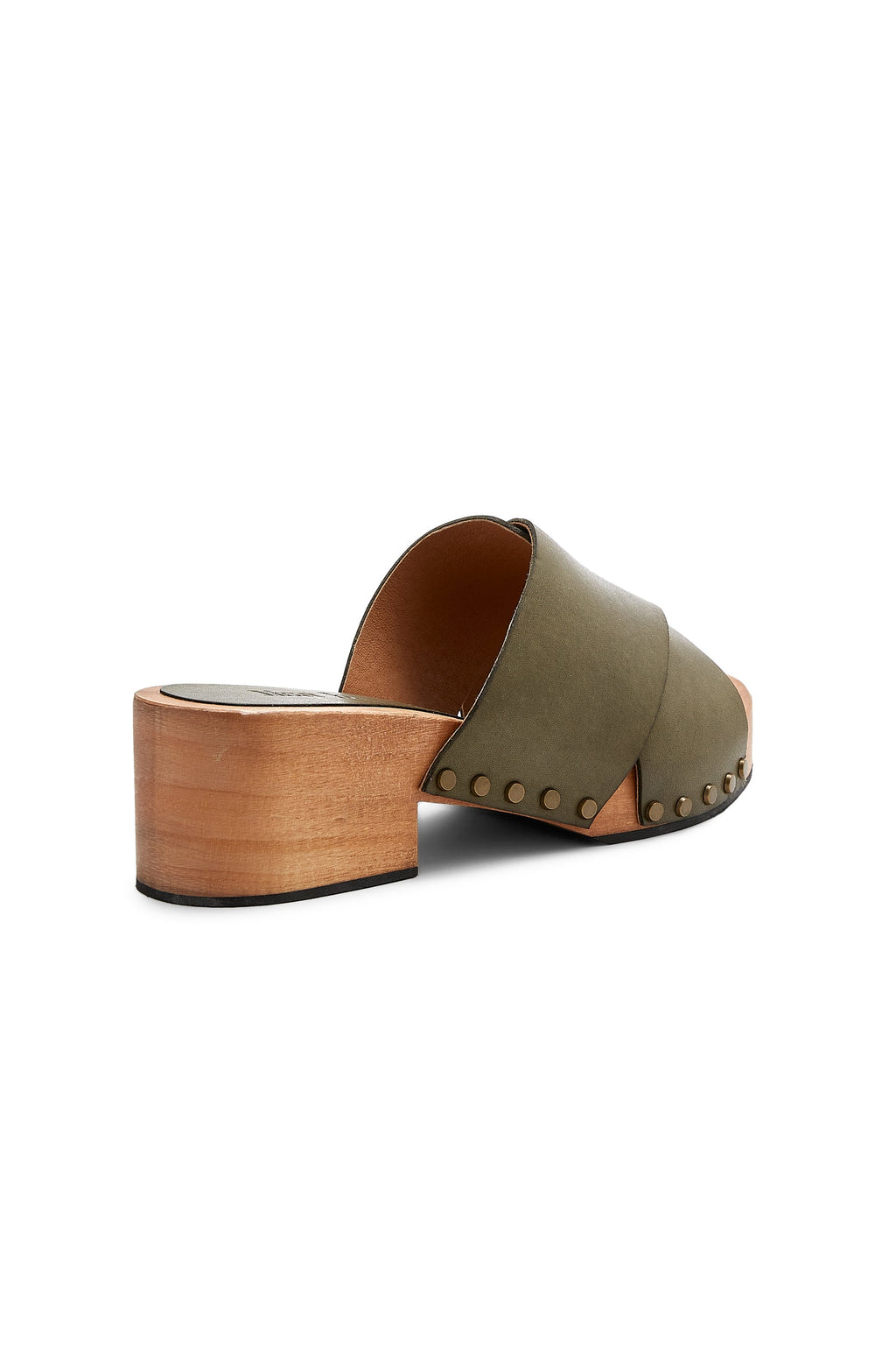 criss-cross slide clogs in olive - ships end of April Clogs lisa b. 