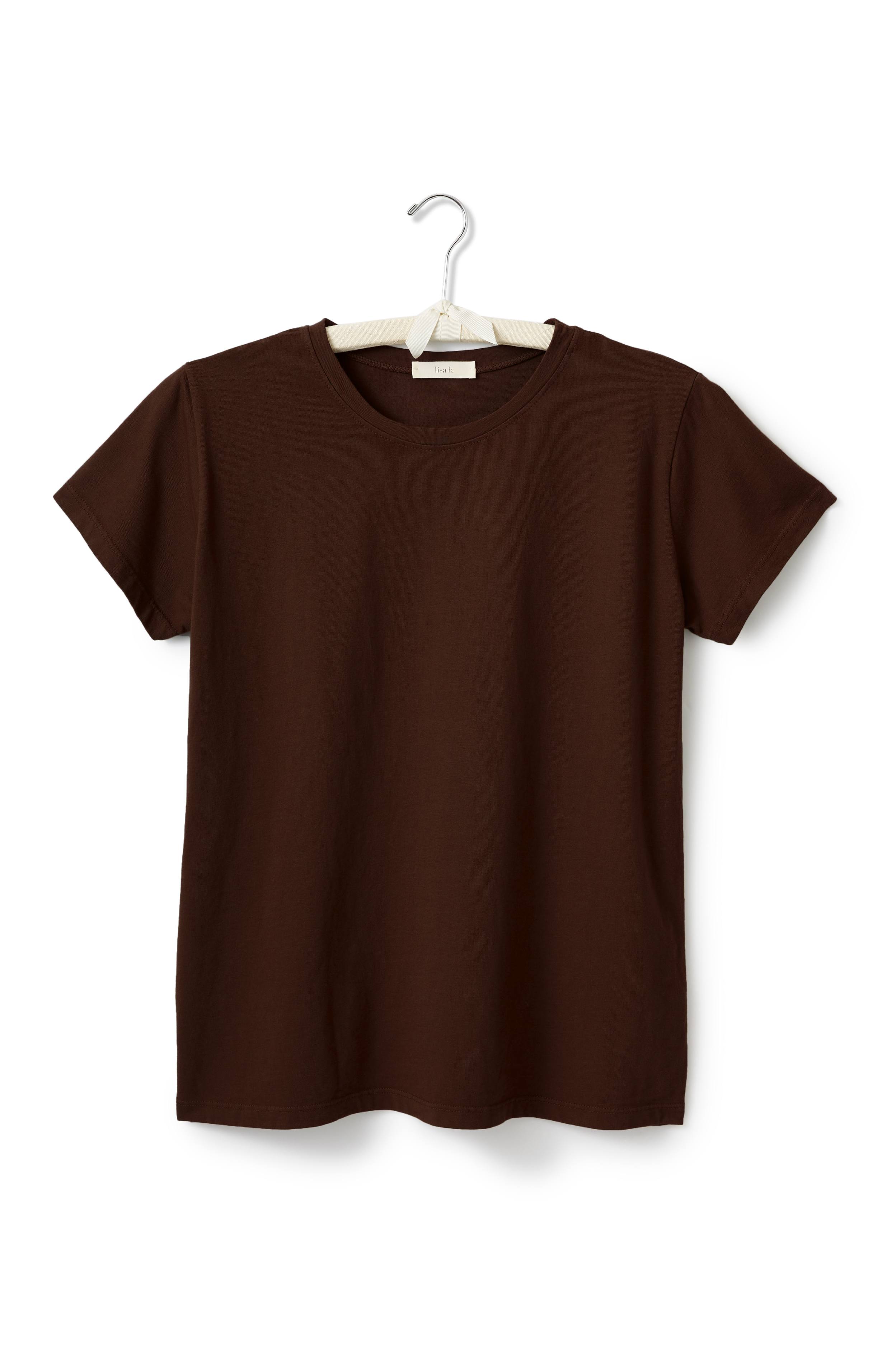 short sleeve relaxed crew neck tee shirt Cotton Knits lisa b. dark chocolate x-small (0-2) 