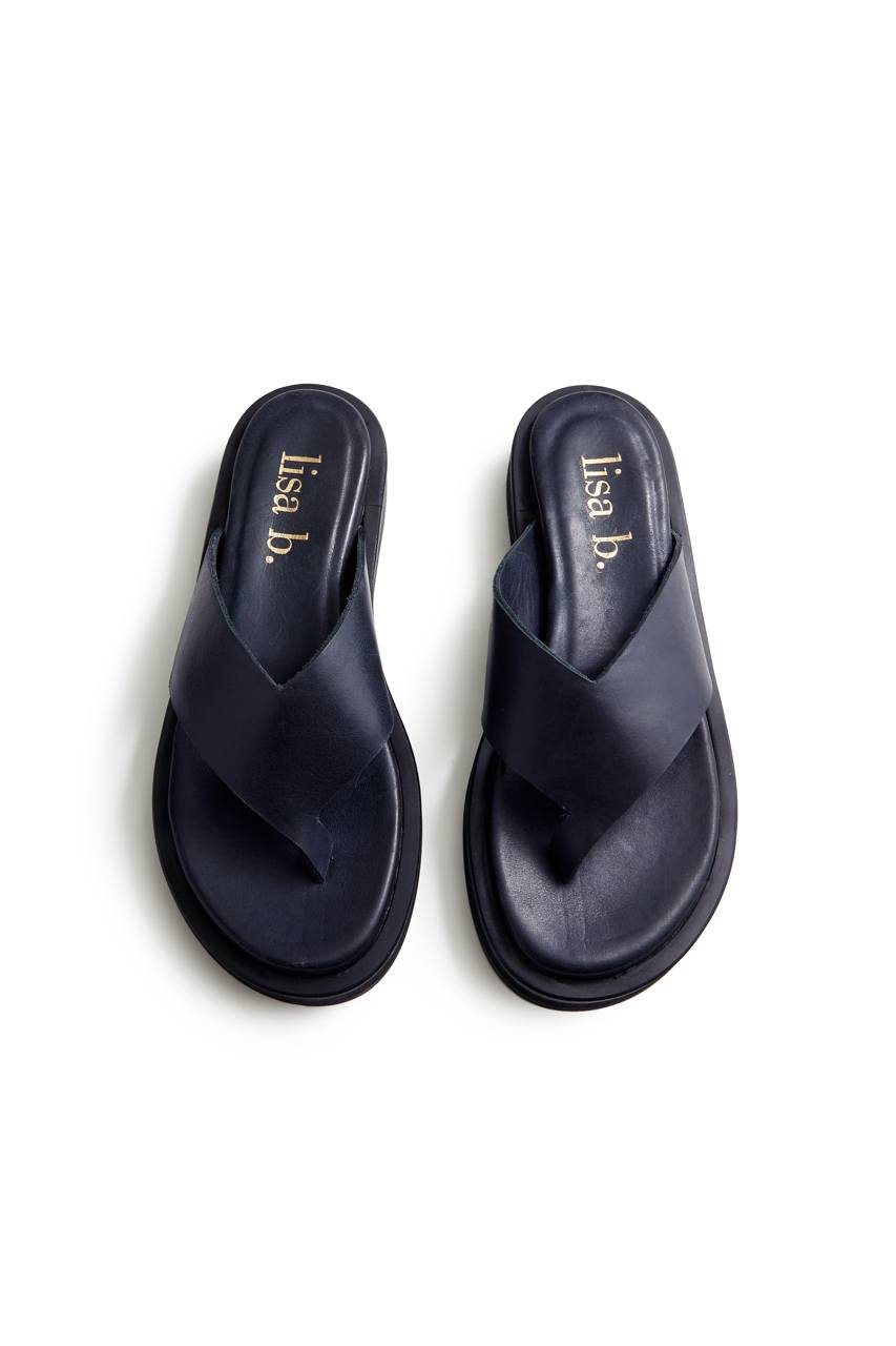 leather thong in navy Thongs lisa b. 