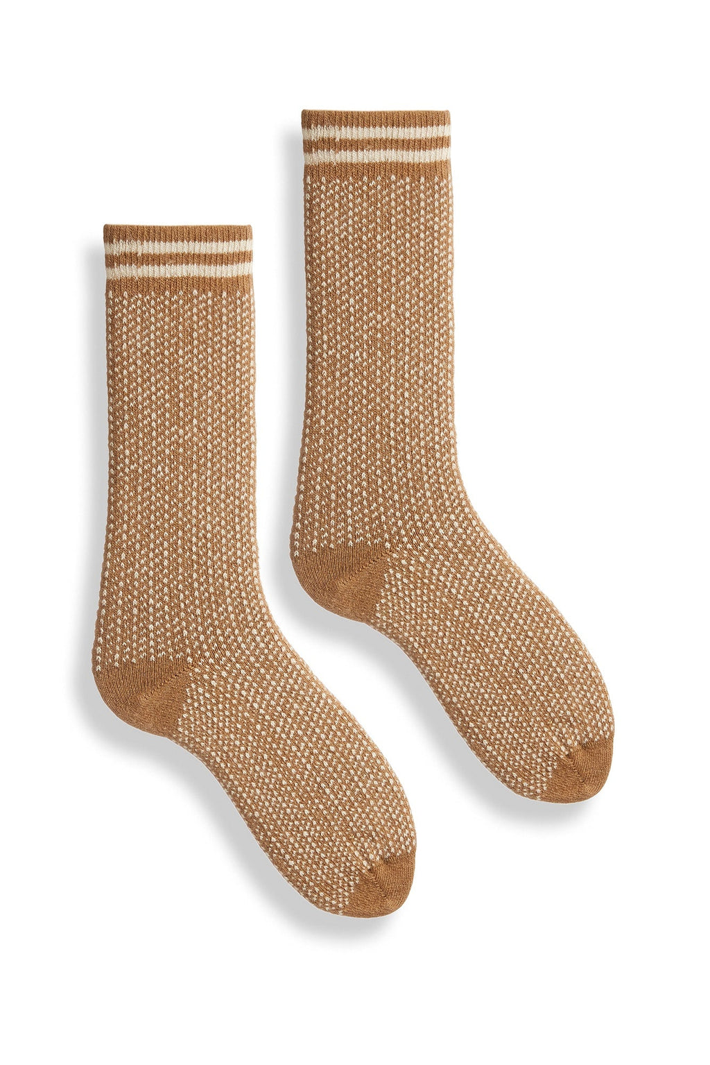 lisa b. wool cashmere men socks | nordic birdseye crew in camel