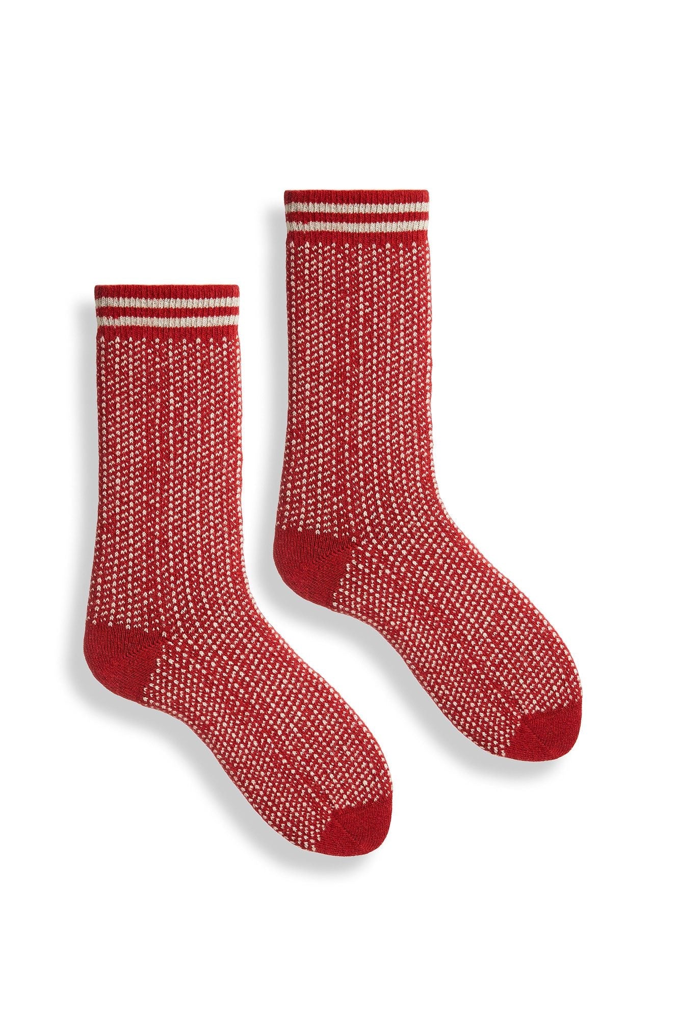 women's nordic birdseye wool cashmere crew socks Women WC Socks lisa b. red 